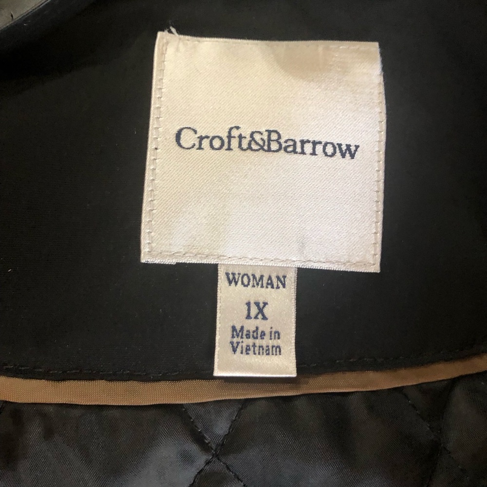 NWT Croft & Barrow Woman Black Winter Parka Coat Faux Fur Trim - 1X - Picture 13 of 15